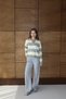 Oversize Striped Polo Neck Knitwear Sweater Aw25Kz0058 - 7