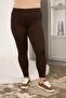Plus Size Steel Knitted Leggings Brown - 3