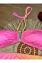 Women's Colorful Lycra Stretchy Drawstring Halter Neck Strapless Stylish Quality Accessory Detail Bikini Set - 7