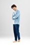 Men's Cotton Crew Neck Printed Long Sleeve Pajama Set 9806 Blue - 4