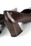Zaneta Flexible Soft Non-Slip Sole (4 cm) Women's Thick Heel Brown Patent Leather Shoes - 6