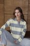 Oversize Striped Polo Neck Knitwear Sweater Aw25Kz0058 - 3