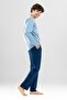 Men's Cotton Crew Neck Printed Long Sleeve Pajama Set 9806 Blue - 2