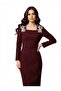 Women's Imported Tweed Fabric Stone Embroidered Lined Special Design Midi Dress