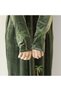 Ladies Winter Jalabiya – Green Velvet Look with Full Sleeves, Stone Detail, - 5