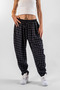 Women's Jacquard Plaid Patterned Pleated Baggy Trousers