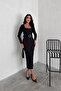 Women Square Neck Slit Detail Belted Midi Dress Nbk4317