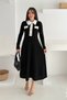 Women Shirt Collar Button Detail Long Sleeve Dress Nbk4327 - 2