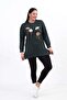 Women's Plus Size Crystal Fabric Crew Neck Floral Embroidered Slit Hijab Tunic - 2