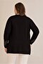 Women's Stoned Lotus Print Leather Look Stripe Detail Side Slit Front Open Flexible Viscose Cardigan - 8