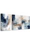 Navy Blue Abstract Wall Art – 3-Piece Modern Brown & Blue Watercolor Canvas, 30x40cm