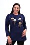 Women's Plus Size Crystal Fabric Crew Neck Floral Embroidered Slit Hijab Tunic