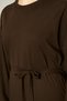 Women's Belted Long Sleeve Crew Neck Cotton Maxi Dress - 7