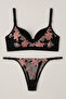 Bra Panty Set C Cup Unpadded Supported Lace Brode Adjustable Strap Underwear Set - 2