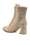 Women Rhinestone Embellished Ankle Boots in Beige - 3