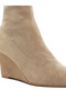 Women Microfiber Wedge Sock Boots in Beige - 5