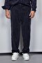 Men's Velvet Textured Baggy Fit Trousers Navy Blue