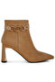 Women Chain Belt Detail Ankle Boots in Beige