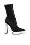 Women Contrasting Platform Detail Sock Boots in Black and White