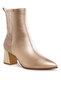 Women Mesh Detail Pointy Ankle Boot in Gold - 2