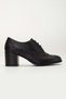Women's Genuine Leather Laser Detailed Stylish Heeled Shoes - Black - 3