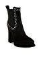 Women Studs Embellished High Ankle Boots in Black - 2