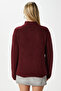 Women's Puffy Soft Textured Burgundy Knitwear Sweater - 4