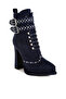 Women Harness Detail Lace Up Boots in Navy - 2