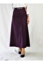 Belt Detail Maxi Size Loose Purple Patterned Woven Skirt - 2