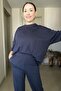 Shiny Stone Soft Textured Sweatshirt Tracksuit Set