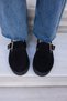 Carmen Women's Black Real Suede Buckle Loafer Shoes - 7