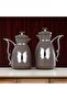 Vacuum Flask Set Plastic Push Button 0.7 L + 1 L Coffee & Silver