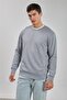 Crew Neck Logo Men's Sweatshirt - Light Gray - 4