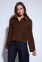 Suede Women's Jacket with Coffee Bag Pocket - 2
