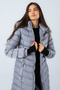 Women's Metallic Gray Long Puffer Jacket - 5