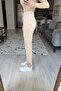 A1550001 High Waist Lycra Beige Mom Jeans Stretch Denim Pants - 3