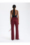 Burgundy Belted Palazzo Pants - 4