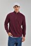 Men's Sweatshirt with Stand Collar and Half Zipper - Cherry - 3