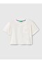 Girl's Ecru T-Shirt with Printed Patch Pocket on the Back