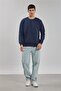 Crew Neck Logo Men's Sweatshirt - Indigo - 3
