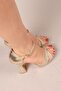 Si̇tka Glittered Cross Strap Platform Heeled Shoes Gold - 2