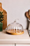 Leone Pumpkin Acacia Base Glass Cake Pan 25 cm Medium Size
