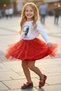 Girl's Glittery Red Tutu Skirt – Gilded Lined Tutu Skirt for National Holidays, Girl's Skirt - 5