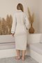 Quilted Textured Foam Fabric Long Sleeve Stripe Piping Shirt Collar Dressing Gown - 6
