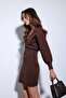 Brown Metal Button Women's Knitwear Cardigan - 5