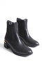 Women's Round Toe Double Elastic Daily Boots Ezra Black Skin - 4
