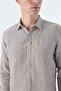 Brown Comfort Fit Striped 100% Linen Shirt - 3