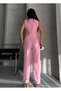 Women's Flower Button Detailed Classic Vest Trousers Suit Pink - 6