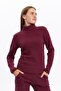 Women's Stretchy Cotton Turtleneck Top Pocketed Pants Casual Two-Piece Set - 2