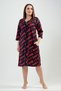 Women's Plus Size V-Neck Zippered Navy Blue Color Capri Sleeve Home Dress C4T7N0102